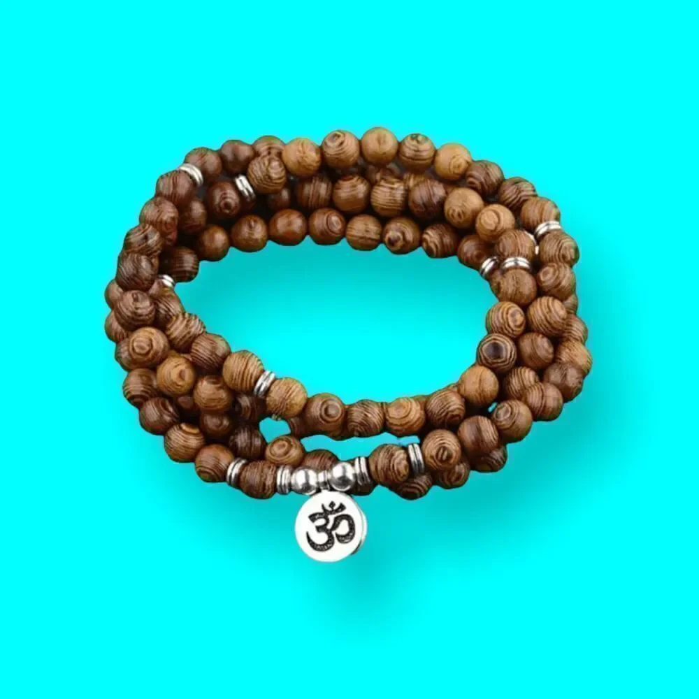 Tibetan Style Meditation Bead Necklace Boho Mala Yoga Jewelry Bracelet Om Charm